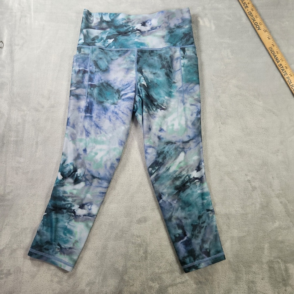 Athleta Salutation Stash Pocket II Capri Women's S Blue Green Tie Dye